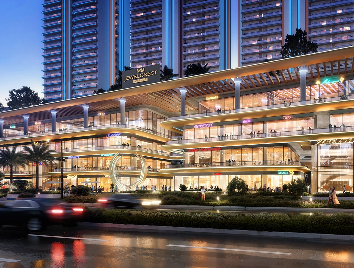 M3M Jewelcrest Avenue — Night Façade